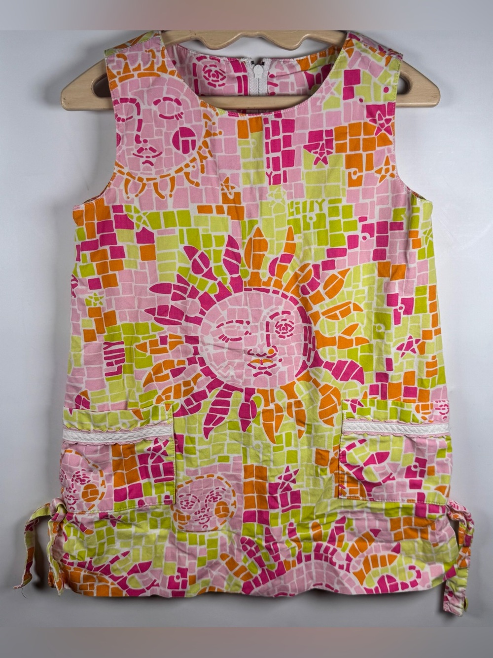 Lilly Pulitzer Girls 4T Multicolor Mosaic Sun Sleeveless Dress Bright Preppy